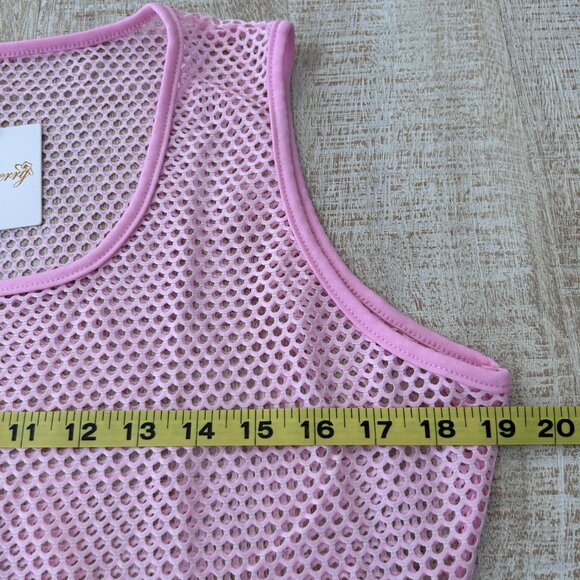Sexycherry Pink Mesh Sleeveless Beach Cover-up Dress w/Bows Medium NWT - Picture 4 of 8